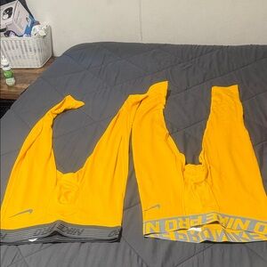 Nike Vibrant Yellow Leggings with Gray Accents